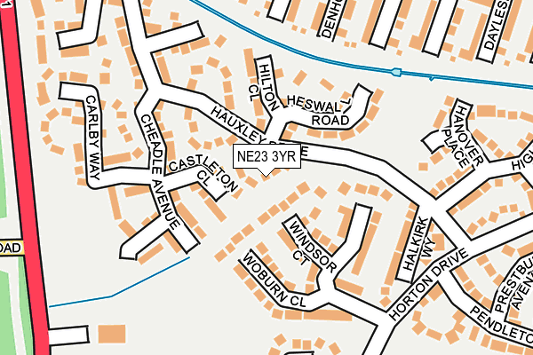 NE23 3YR map - OS OpenMap – Local (Ordnance Survey)