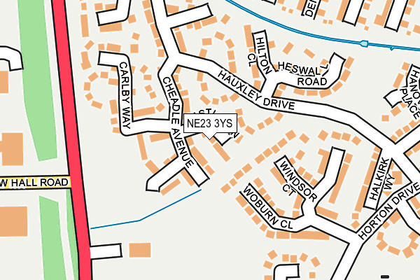 NE23 3YS map - OS OpenMap – Local (Ordnance Survey)