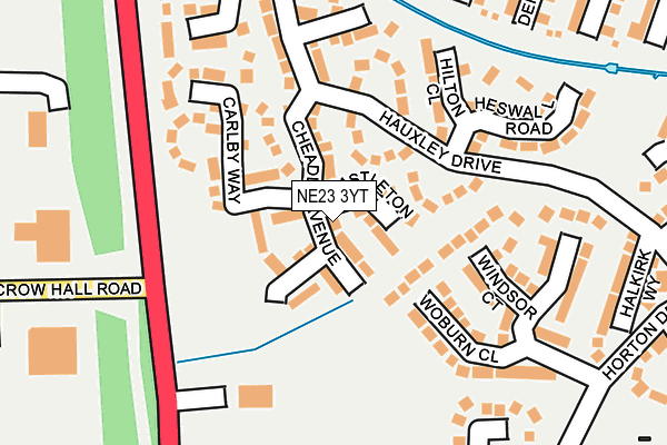 NE23 3YT map - OS OpenMap – Local (Ordnance Survey)