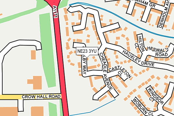 NE23 3YU map - OS OpenMap – Local (Ordnance Survey)