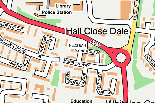 NE23 6AH map - OS OpenMap – Local (Ordnance Survey)