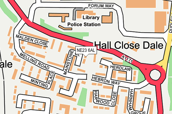 NE23 6AL map - OS OpenMap – Local (Ordnance Survey)