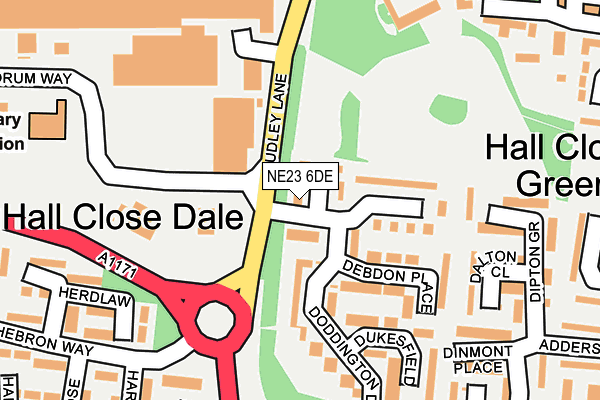 NE23 6DE map - OS OpenMap – Local (Ordnance Survey)