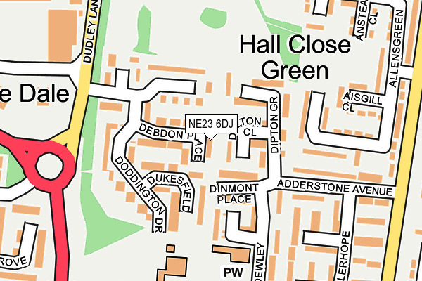 NE23 6DJ map - OS OpenMap – Local (Ordnance Survey)