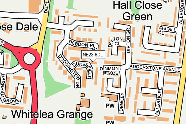 NE23 6DL map - OS OpenMap – Local (Ordnance Survey)