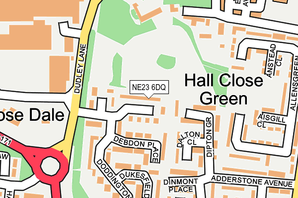 NE23 6DQ map - OS OpenMap – Local (Ordnance Survey)
