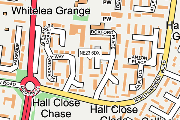 NE23 6DX map - OS OpenMap – Local (Ordnance Survey)
