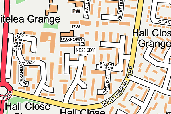 NE23 6DY map - OS OpenMap – Local (Ordnance Survey)