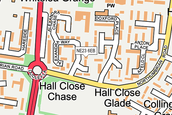 NE23 6EB map - OS OpenMap – Local (Ordnance Survey)