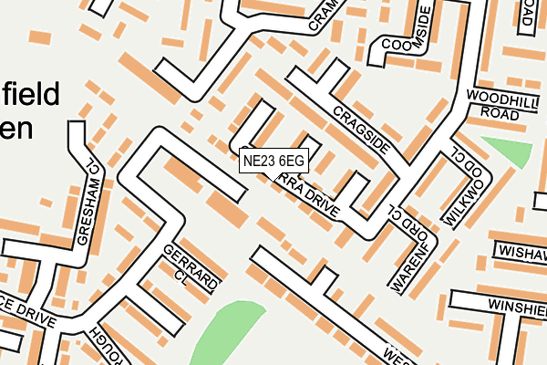 NE23 6EG map - OS OpenMap – Local (Ordnance Survey)