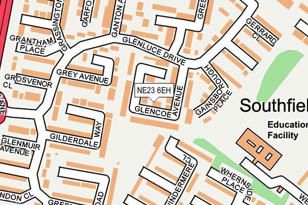 NE23 6EH map - OS OpenMap – Local (Ordnance Survey)