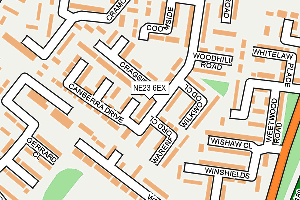NE23 6EX map - OS OpenMap – Local (Ordnance Survey)