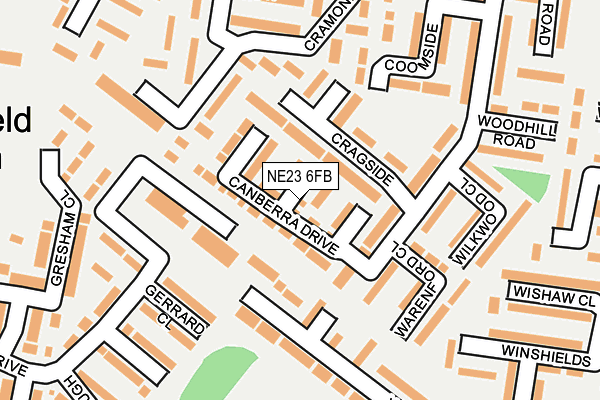 NE23 6FB map - OS OpenMap – Local (Ordnance Survey)