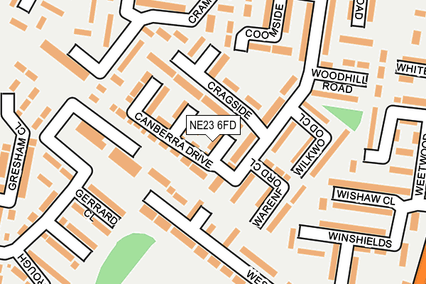 NE23 6FD map - OS OpenMap – Local (Ordnance Survey)