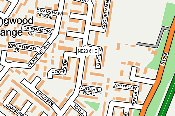 NE23 6HE map - OS OpenMap – Local (Ordnance Survey)