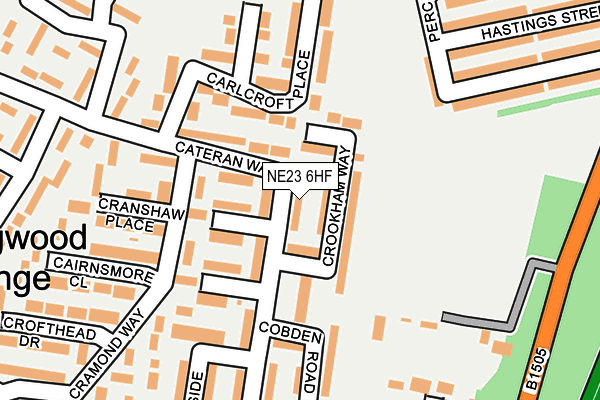 NE23 6HF map - OS OpenMap – Local (Ordnance Survey)