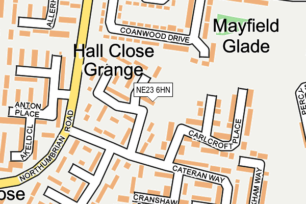 NE23 6HN map - OS OpenMap – Local (Ordnance Survey)