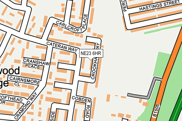 NE23 6HR map - OS OpenMap – Local (Ordnance Survey)
