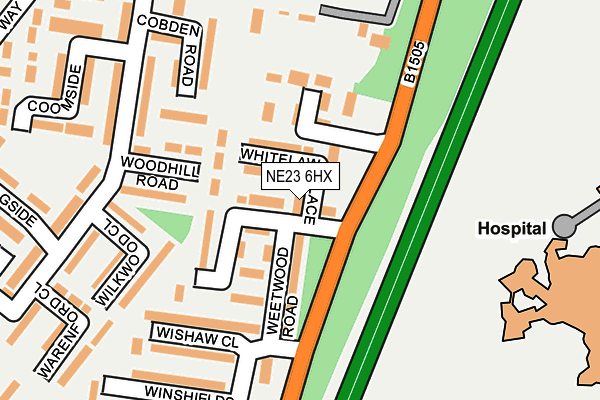 NE23 6HX map - OS OpenMap – Local (Ordnance Survey)
