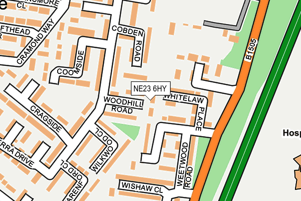 NE23 6HY map - OS OpenMap – Local (Ordnance Survey)