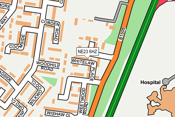 NE23 6HZ map - OS OpenMap – Local (Ordnance Survey)