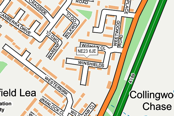 NE23 6JE map - OS OpenMap – Local (Ordnance Survey)
