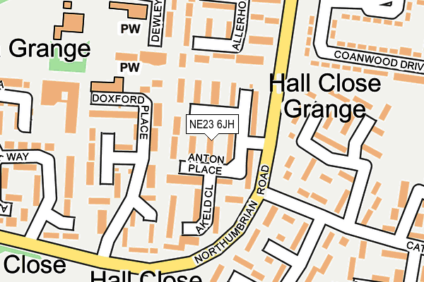 NE23 6JH map - OS OpenMap – Local (Ordnance Survey)