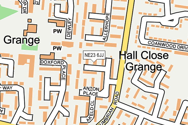 NE23 6JJ map - OS OpenMap – Local (Ordnance Survey)