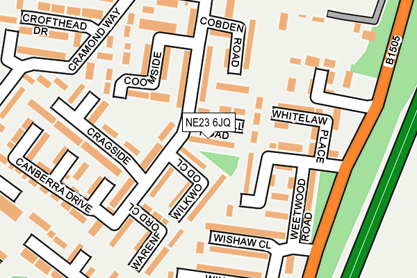 NE23 6JQ map - OS OpenMap – Local (Ordnance Survey)