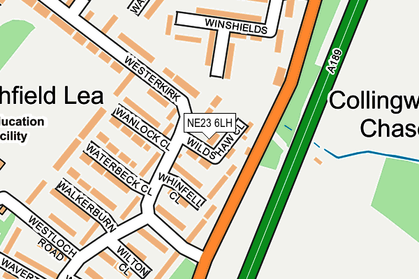 NE23 6LH map - OS OpenMap – Local (Ordnance Survey)