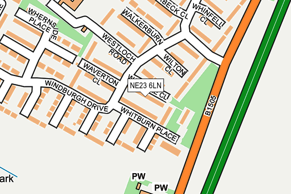 NE23 6LN map - OS OpenMap – Local (Ordnance Survey)