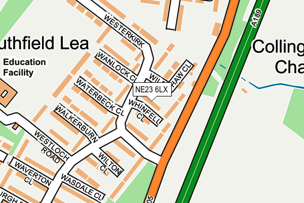 NE23 6LX map - OS OpenMap – Local (Ordnance Survey)