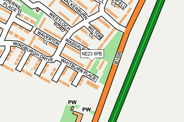 NE23 6PB map - OS OpenMap – Local (Ordnance Survey)