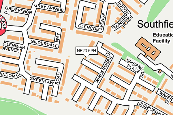 NE23 6PH map - OS OpenMap – Local (Ordnance Survey)