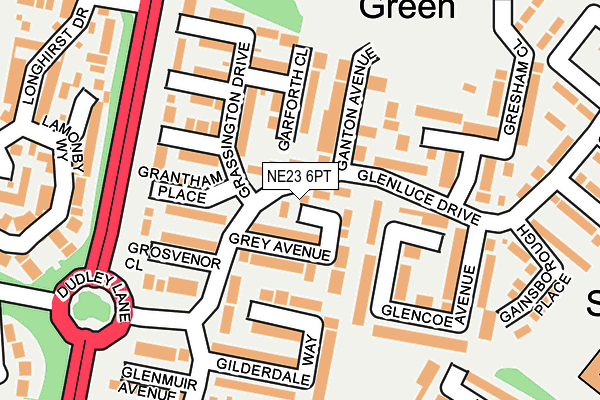 NE23 6PT map - OS OpenMap – Local (Ordnance Survey)