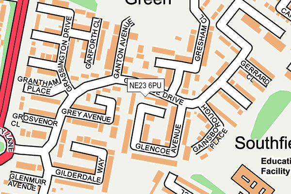 NE23 6PU map - OS OpenMap – Local (Ordnance Survey)