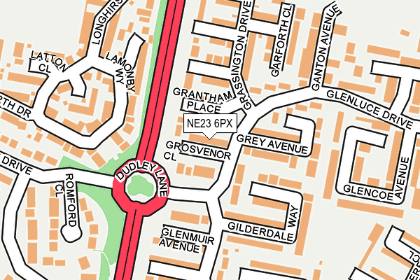 NE23 6PX map - OS OpenMap – Local (Ordnance Survey)