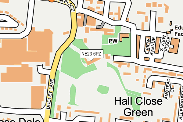 NE23 6PZ map - OS OpenMap – Local (Ordnance Survey)