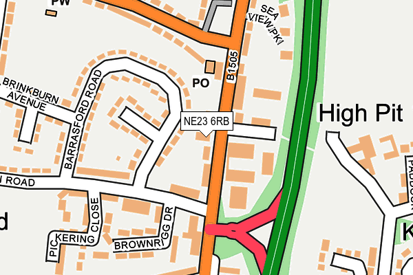NE23 6RB map - OS OpenMap – Local (Ordnance Survey)