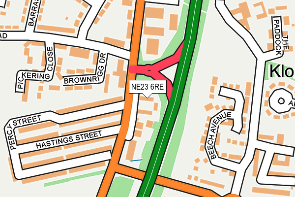NE23 6RE map - OS OpenMap – Local (Ordnance Survey)