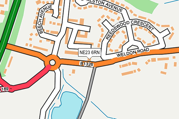 NE23 6RN map - OS OpenMap – Local (Ordnance Survey)