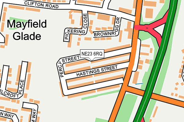 NE23 6RQ map - OS OpenMap – Local (Ordnance Survey)