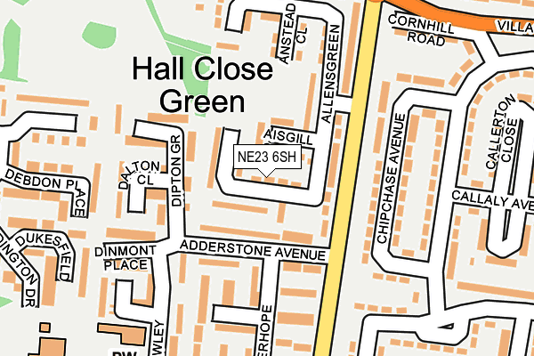 NE23 6SH map - OS OpenMap – Local (Ordnance Survey)