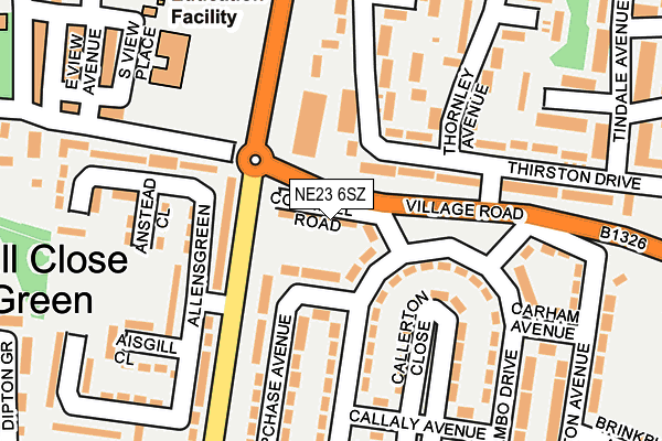 NE23 6SZ map - OS OpenMap – Local (Ordnance Survey)