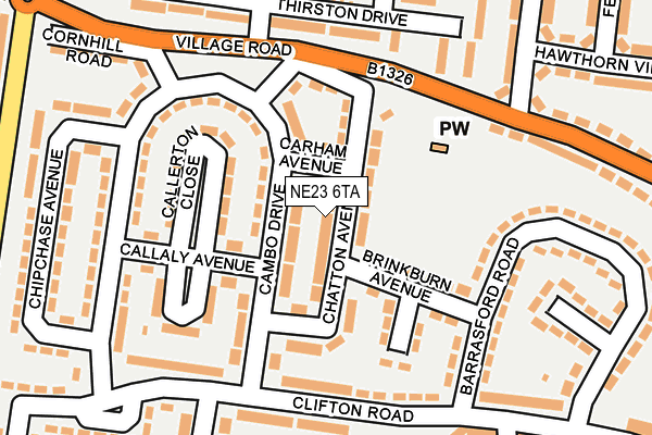 NE23 6TA map - OS OpenMap – Local (Ordnance Survey)