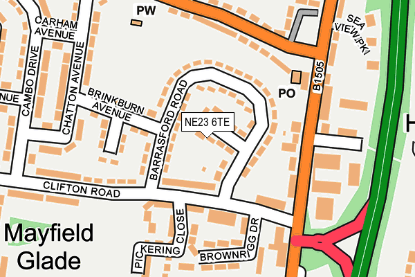 NE23 6TE map - OS OpenMap – Local (Ordnance Survey)