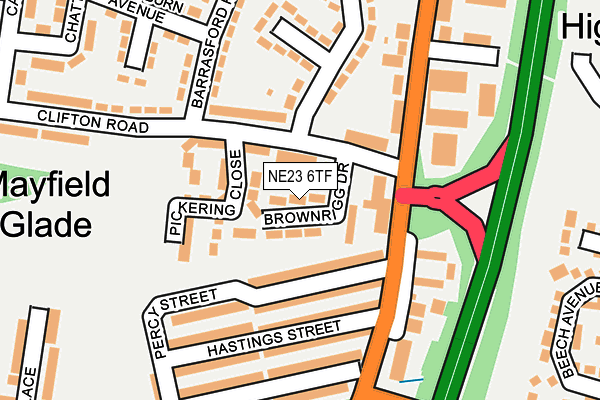 NE23 6TF map - OS OpenMap – Local (Ordnance Survey)