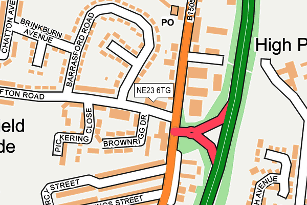 NE23 6TG map - OS OpenMap – Local (Ordnance Survey)