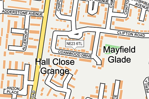 NE23 6TL map - OS OpenMap – Local (Ordnance Survey)