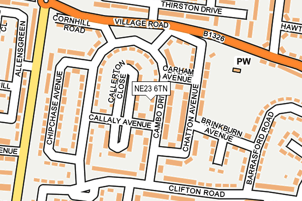 NE23 6TN map - OS OpenMap – Local (Ordnance Survey)